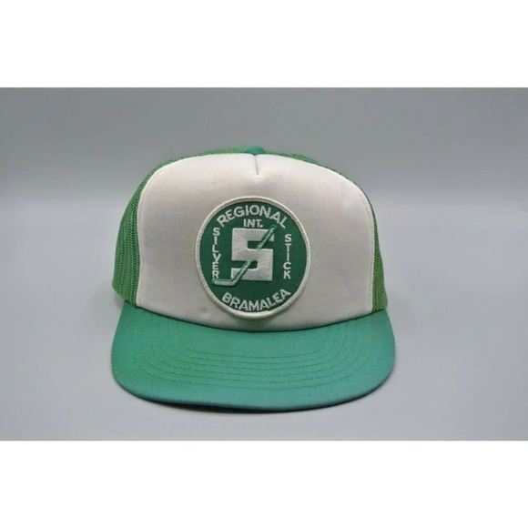 Bramalea ON Silver Stick Regional Hockey Hat Mesh Snapback Athletic OS VTG Green - Picture 1 of 8